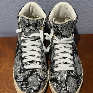 Converse Black and Silver Sequin Sneakers